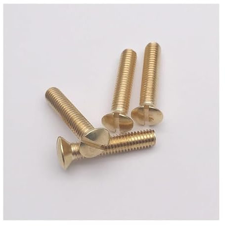 RKODRSMG 50pcs M4 Brass Slotted Oval Screws Raised Head Screw Semi Countersunk Bolt Slot Socket Bolts L=8/10/16/20/25/30mm DIN964(M4x16mm)