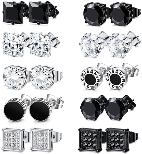 Boucle AimantéE Homme, 10 Paires Boucle D'Oreille AimantéE Femme, Aimant Sans Trou Boucle D'Oreilles Clip, Boucles D'Oreilles MagnéTique En Acier Inoxydable Pour Femme Homme (A)