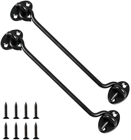 Zydiwo 2 Pezzi Gancio e Occhio Ganci per Cabina e Serratura a Occhiello in Acciaio Inox Gancio Della Cabina per Capanni Finestre Garage (Nero-12 pollici)