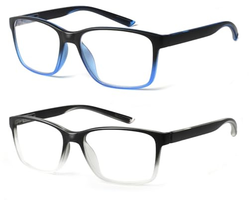 COJWIS Lesebrille Herren 2er Pack mit Blaulichtfilter Brille Lesehilfe Federscharniere Computerbrille Blaulicht Herren Lesebrille (2 Farbe Mischen, 0.50, x)