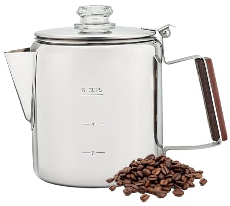 Perkolator kaffekanna rostfritt stål – 6 koppar kaffeperkolator | Snabb bryggning rostfritt stål kaffekanna camping, rostfritt stål maskin bärbar vintage design för kommersiella och utomhusaktiviteter