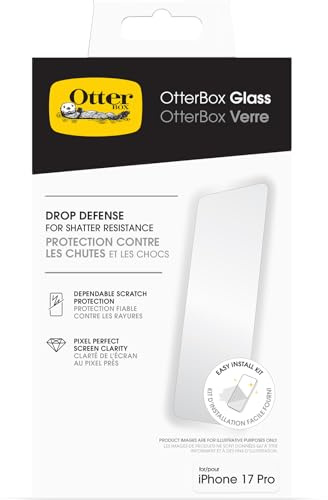 OtterBox Glass, Skärmskydd för iPhone 17 Pro | 9H hårdhetshärdat glas, repskydd, skydd mot splitter