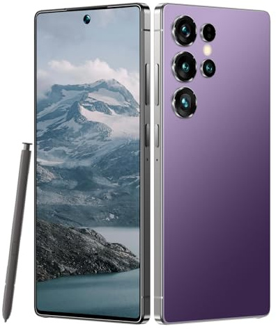 Maustron Smartphone L25 Ultra Écran Super-V FHD+ de 7,3 Pouces, Batterie de 7000 mAh, 8 Go de RAM + 256 Go de ROM, Appareil Photo 108 MP + 64 MP, processeur 10 cœurs, Android 14 5G Double SIM Violet