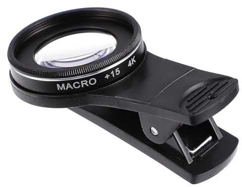 Kisangel Objectif Macro pour Téléphone 37 MM 15X, Alliage d'Aluminium Noir, Revêtement Multicouche Anti-Huile, Clip Portable, Haute Définition 4K pour Photographie Mobile et Gros Plan