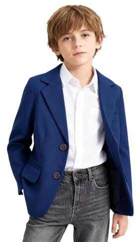 LOLANTA Blazer Casual per Bambino, Giacca da Completo Unita, Classico Monopetto con Tasche a Patta, 5–12 Anni