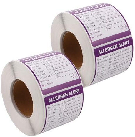 OATIPHO Adesivi Etichette per Allergeni Alimentari 2 Pollici, Pezzi da 600 Pezzi, Etichette Informative e Rimovibili per Avviso Allergie in Cucina e Confezionamento Alimenti