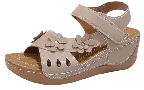 Generiska sandaler damer sommar – platåsandaler damer sommar strandsandaler genombrutna sommarsandaler med blommor öppna tår sandaletter bekväma platåsandaler lätta ortopediska skor