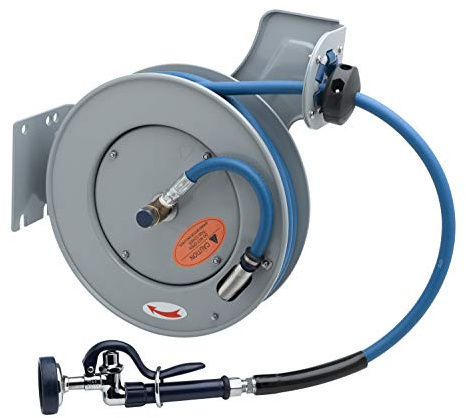 T&S Brass B-7232-01 Open Epoxy Coated Steel 35-Feet Hose Reel with Spray Valve
