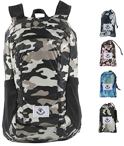 4Monster Faltbarer Rucksack Ultra Leicht, Unisex Tagesrucksack Outdoor, Wasserdichter Wanderrucksack für Camping Wandern Reisen Sport Klettern Radfahren (Tarn-Armeegrün, 24L)