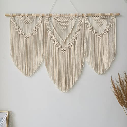 Hibisaws Macrame 110 cm (W) x 82 cm (H) Boho Tapestry, Large, Handwoven, Bedroom Wall Decoration, Balcony Decoration, Wall Decoration, Gift for Women