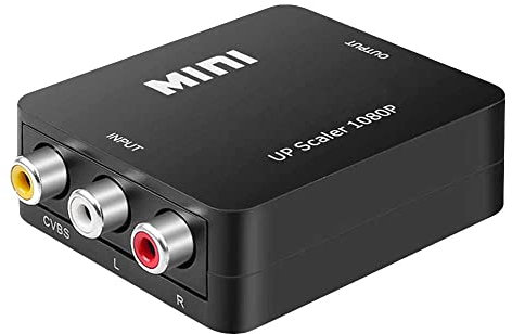 OcioDual RCA auf HDMI, Cinch auf HDMI Adapter, Adapter Cinch HDTV ad AV, Conessione RCA, 1080p PAL/NTSC Video, für PC, n64, TV, Konverter mit Netzkabel, AV2HDMI, Schwarz