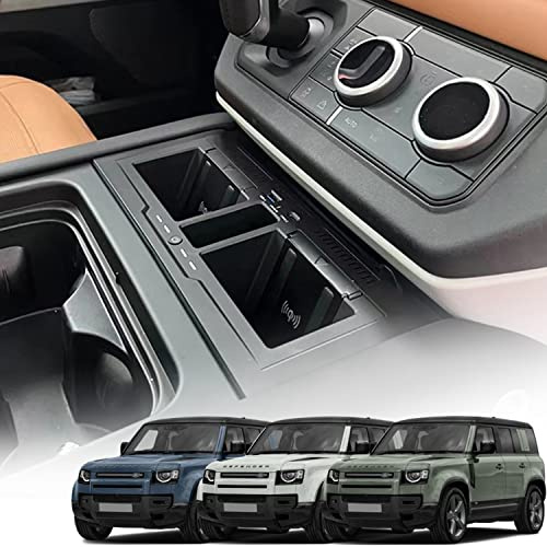 Singkin Doppio Caricatore Wireless Auto per Land Rover Defender 90 110 130 X/X-DYNAMIC/V8/CARPATHIAN Edition 2020-2023 Interni Accessori, 15W Qi Pannello Rapida Ricarica Telefono per iPhone Samsung
