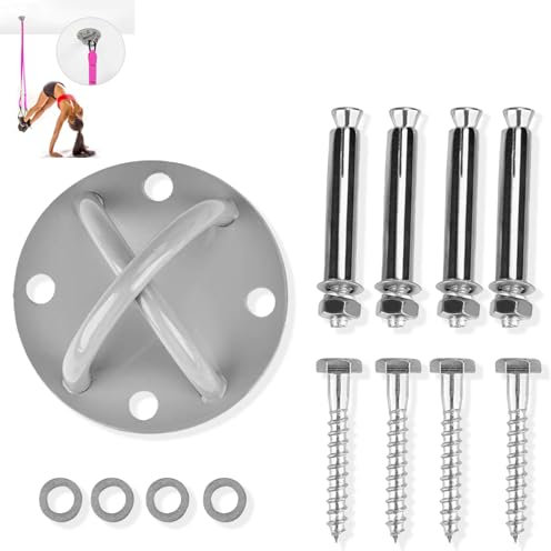 Mokernali Metall Deckenhaken Schwerlast, Yoga Deckenhaken, 12 x 6,5 cm, Unterstützt bis zu 1000 kg, Wand Deckenhalterung für Gym & Home aufhängegurte, für Yoga-Liebhaber zum Luft-Yoga