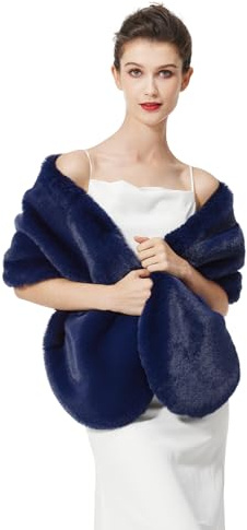 BEAUTELICATE Chal Estola de Pelo Mujer Boleros para Invierno Fiesta Novia Bodas（Azul Marino,talla única）