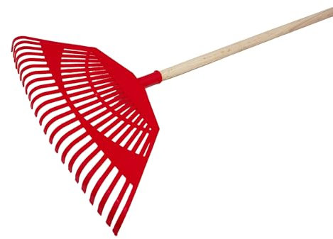 NG NICCOLAI SCOPA-RASTRELLO IN POLIPROPILENE PP VARIE MISURE E TIPOLOGIE DI DENTATURA. MADE IN ITALY (ROSSO EXTRALARGA (CM.55) CON MANICO (CM.150))