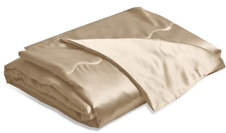 YASMENG Coperta in raso, 220 x 240 cm, colore beige, per divano, camera da letto, ufficio, viaggi