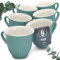 Steingut Kaffeetassen 6 Personen Hygge TESTSIEGER, Traumhaftes Skandinavisches Steingut Tassen Set, Stylisches Tee- und Kaffeebecher Set, Pure Living in Petrol