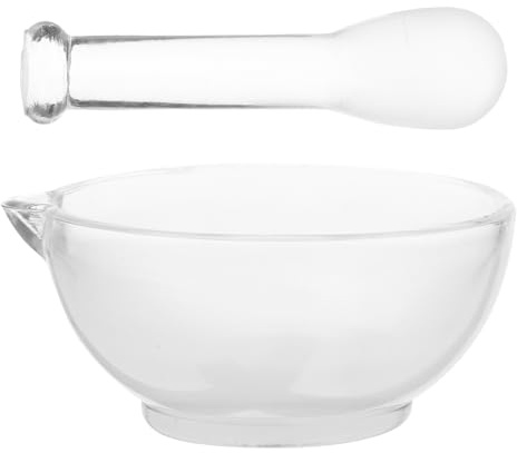 JECOMPRIS Juego De Mortero Y Cuenco De Cristal Para Cocina Y Laboratorio Tazón De Vidrio Con Mortero Base Antideslizante 7.00X6.45X2.95 in 1 Cuenco Y 1