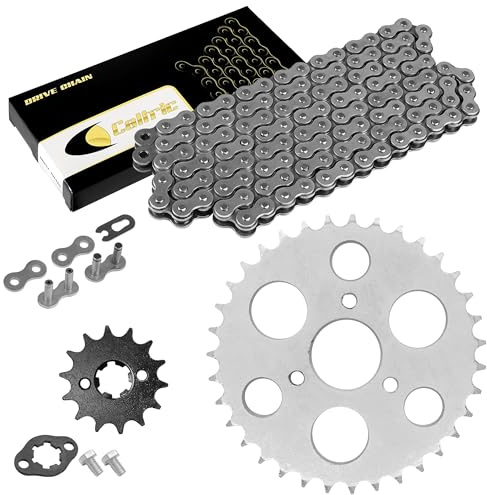 Caltric Drive Chain & Sprockets Compatible with Polaris Sportsman 90 2007-2014 / Sportsman 110 2016-2023 / Outlaw 90 2007-2014 / Outlaw 110 2016-2023 428 Pitch 136 Link