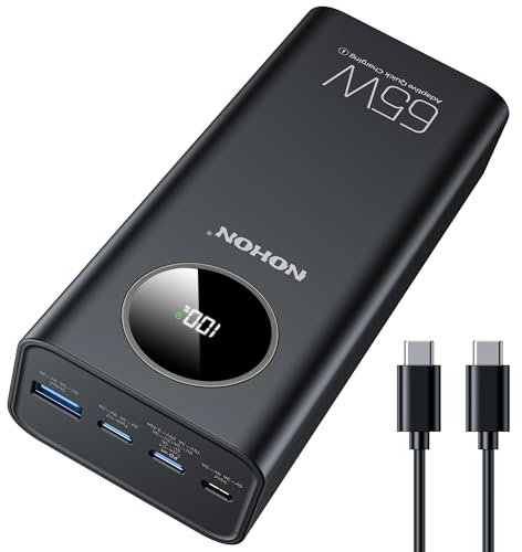 NOHON Powerbank 65W Fast Power Bank: 26800 mAh Charger PD/QC3.0 Externer Akku mit LED Display | USB C Input&Output | 4 Ports Externer Handyakku Kompatibel mit iPhone 16 15 14 13 12 11 Mini Pro Max