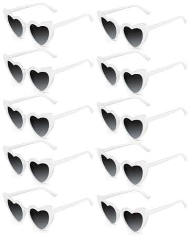 Bouiexye Paquete de 6/8/10 lentes de sol en forma de corazón para despedida de soltera, lentes de corazón vintage para mujer, decoración de boda, fiesta nupcial