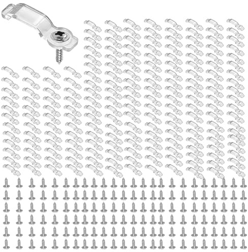 Genérico - Lote de 200 soportes de fijación para cinta LED con tornillos, 10 mm, clips transparentes para cinta luminosa interior y exterior