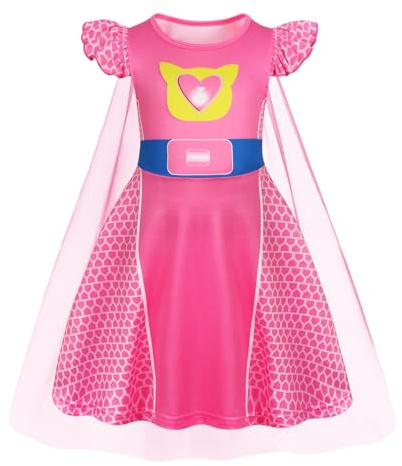Marendyee Kitties Costume Ginny pour enfants filles – Robe à manches flottantes avec cape en tulle – Tenue de fête d'anniversaire pour enfants de 11 à 12 ans