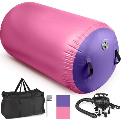 Diealles Shine Air Roll Hinchable, 100x80cm Air Roll Gimnasia, Rollo Inflable con Bomba Eléctrica y Bolsa de Transporte, Air Roll Air Barrel Gymnastik para Entrenamiento Fitness Yoga Fitness