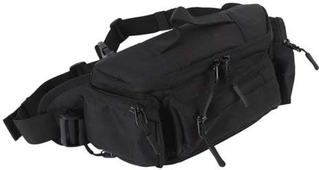 Tbest Sac banane pour sports de plein air, voyage, randonnée, course à pied, ceinture réglable avec une grande capacité, Noir , Décontracté