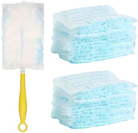 20 Pcs Flash Dust Magnet Refill, Flash Duster Dust Magnet Refills, Disposable Duster Heads, Fluffy Dusters Refills, Blue Dusters Refill for Cleaning Dust Dirt Hair, for Keyboard Office Desk, No Handle