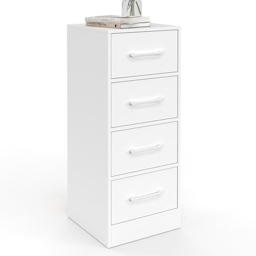 IDMarket - Beistellmöbel 4 Schubladen UPPAH 30 cm Chiffon, Aufbewahrungsmöbel Holz weiß