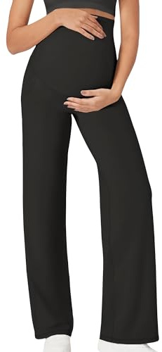 FEOYA Legging Grossesse Femme Jambes Larges Elastique Yoga S-XL | Sport Jogging Elegant Confortable Décontracté Printemps Automne
