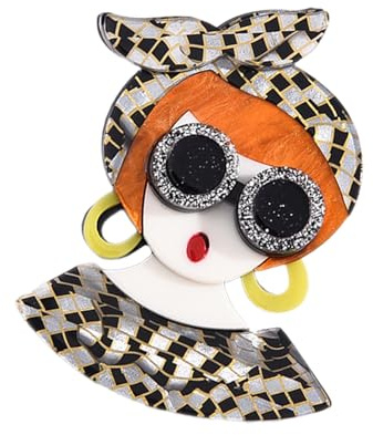 Uonlytech Spilla a Forma di Ragazza Raffinata in Acrilico e Lega di Zinco, Facile da Appuntare, Accessorio alla Moda per Abiti, per Anniversari e Occasioni Speciali Colore Casuale