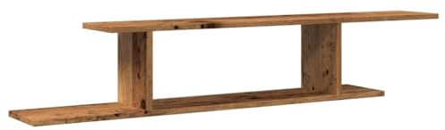 hliofuir Scaffale da parete per TV in moderno effetto legno anticato, mensola sospesa da parete in robusto materiale di legno per media, DVD e decorazioni, mensola sospesa salvaspazio, 125 x 18 x 23