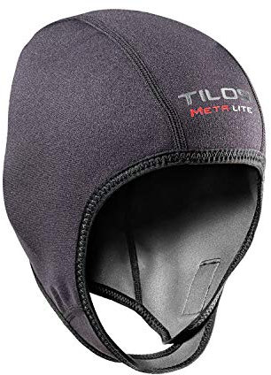 Tilos Verstellbare Mütze aus Neopren mit Metall-Light-Beschichtung, 1 mm, für Surfen, Kajak, Rafting, Kanu, Schnorchel, Badekappe (schwarz, Größe XL)