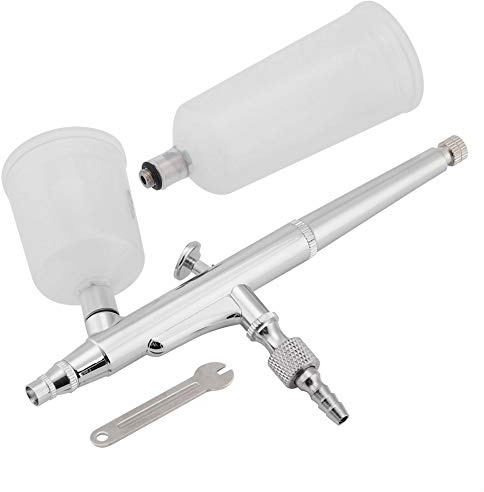 Airbrush Air Compressor Kit, Spray Pen Dual Action Airbrush Kit Needle Large Capacity Cup Paint Spray Gun for Nail Body Cake Art(0.3mm)