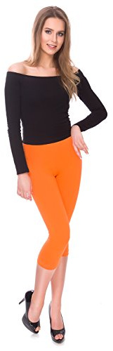 SOFTSAIL Femmes 3/4 Coton Solide Leggings Sécurisé Capri Activewear Gym Yoga Fitness Casual Pantalon Court Tailles 36-56 EUR MIDL3