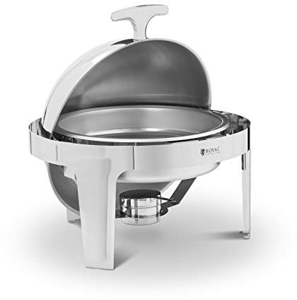 Royal Catering Chafing Dish Calentador De Buffet RCDB-6R (Acero Inoxidable, Forma esférica, 6 litros, 1 envase para Combustible)