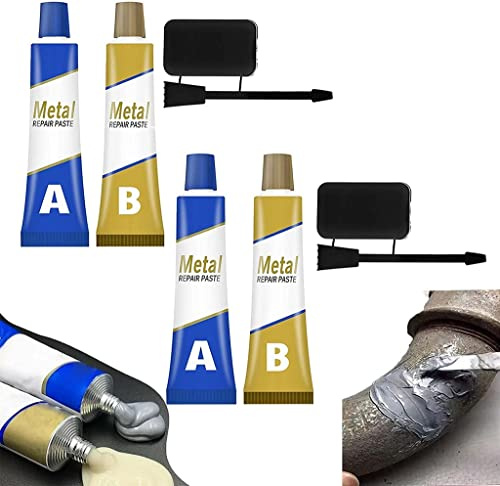 100g Magic Metal Cast Iron Repair Paste Set with Scraper,Industrial Heat Resistance Cold Weld Paste,Miracle Welding Glue for Metal, Plastic, Wood (2-Set)