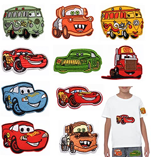Cars Toppe termoadesive per bambini e adulti, 10 pezzi, per cucire o stirare su vestiti, vestiti, jeans,