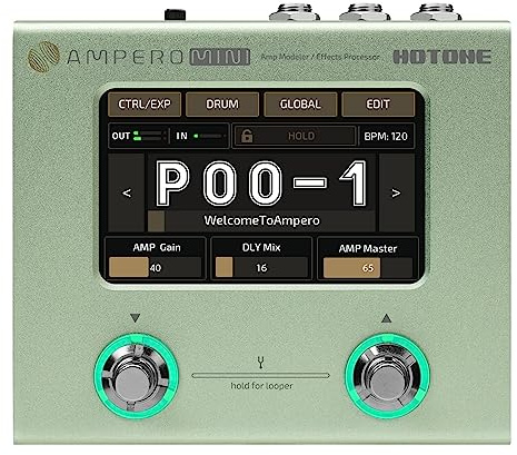 Hotone Ampero Mini MP-50 Guitar Bass Amp Modeling IR Cabinets Simulation Multi Language Multi-Effects with Expression Pedal Stereo OTG USB Audio Interface (MUSTARD)