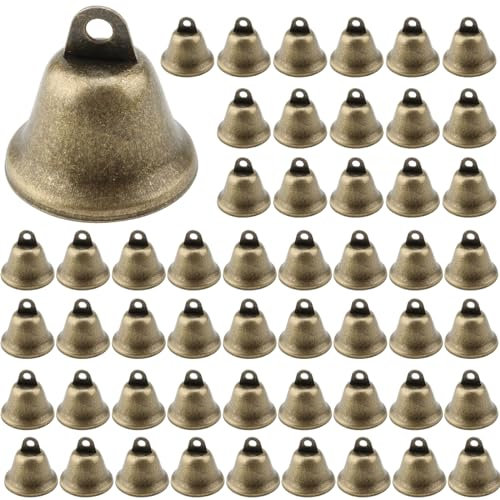 DAKFOOK 120Pcs Bronze Jingle Bells, 38mm Small Craft Bells, Mini Hanging Bell for Crafts, Decorations, Christmas Tree