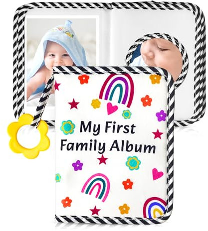 BOHEMIABY Baby Photo Album Soft Holds 4x6 Pictures, My First Photo Album with Safety Mirror Shower Gifts Set (rainbow)