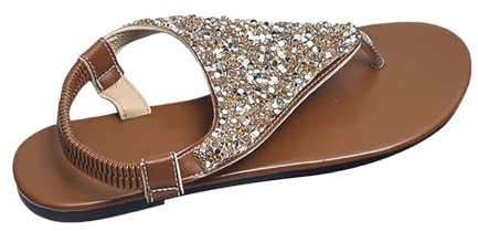 Women's Casual Glitter Sandals 37-43: Casual Sandals Women's Breathable Wedge Heel Sandals Large Size Flat Sandals Chunky Heel Peeptoe Sandals Europe Slippers Florid Walking Sandals, brown, 10 UK