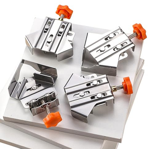 4Pcs Corner Clamps for Woodworking, Open and Closed, 90 Degree Right Angle Clamp, Adjustable Swing Jaw, Multipurpose Stainless Steel Corner Clamping Tool