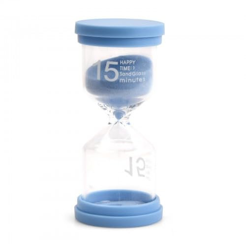 Volumoon Sablier Minuterie pour Enfants, Minuterie de Cuisine, Coloré Sable Horloge, Gestion du Temps pour 15/20/30 Minutes, pour Cuisine, Apprentissage, Décoration de Bureau (15 Minutes (Bleu))