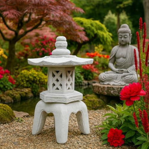 Lampe Japonaise Pagode Jardin 4 Ashi Décoration Béton Style Extrême-Orient