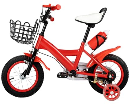 LENJKYYO Vélo Enfant 12 Pouces pour Filles et Garçons 2-4 Ans - Vélo d'apprentissage avec Roues Stabilisatrices Amovibles, Hauteur Réglable, Freins Double Sécurité