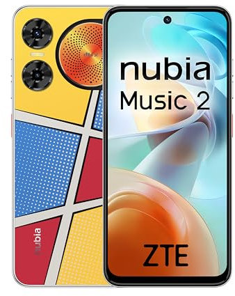 ZTE Nubia Music 2 Smartphone, entsperrt, 4 GB + 128 GB, 95 dB Lautsprecher, LED-Lichter, 6,7 Zoll HD+ Display, 120 Hz, 50 MP Kamera mit IA, 5000 mAh Akku, Android 14, mit Tasche und Schutz