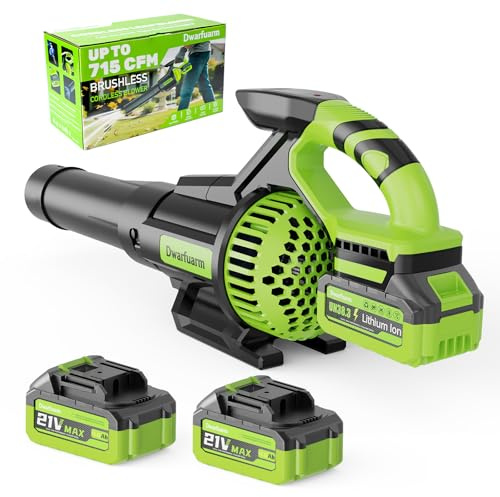 Cordless Leaf Blower with 715 CFM, 35,000 RPM Brushless Motor, Lightweight Electric Blower with LCD & 3-Speed Modes, Battery Powered with 2×4.0Ah Batteries & Charger for Lawn Care, Yard, Patio & Car